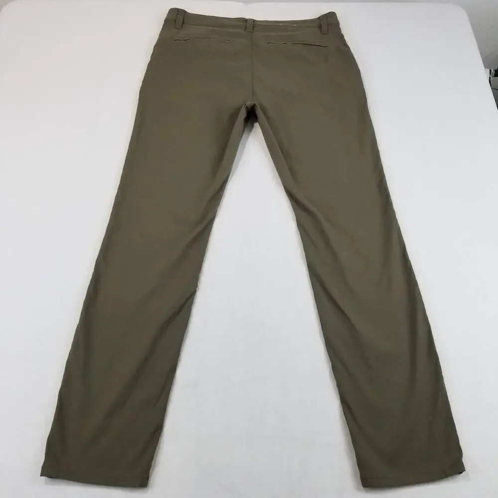 PrAna Pants Mens 34x32 Green Breathe Straight Fit Stretch Nylon Chino Travel